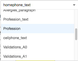 Tag drop down